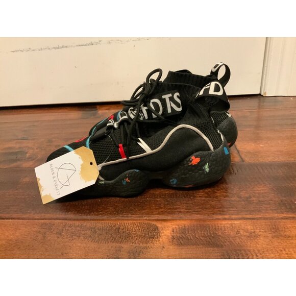 TSFD Black Mid-Top Top Sock Sneakers w/ Splatter Soles, Size 7 (US) 38 (EU) - Picture 4 of 7